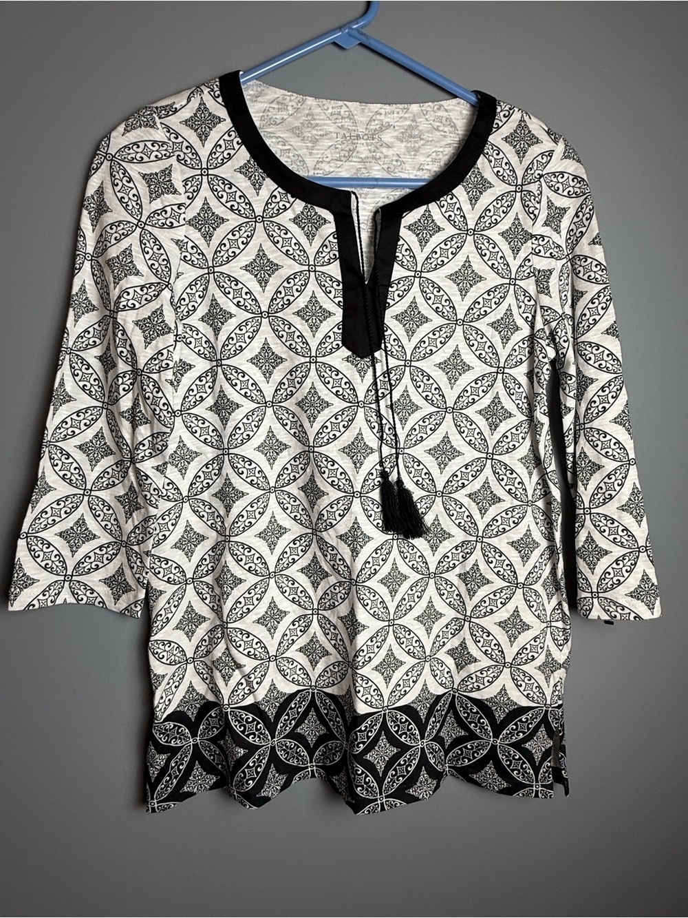 Talbots Medallion Tiles Embroidered Tassel-Tie Tunic in women’s size SP